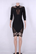 Black Mesh Sequined Party Dress (M)